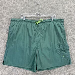 Roundtree & Yorke Swimwear Trunk Men L Green Sports Mesh High-Rise Drawstring